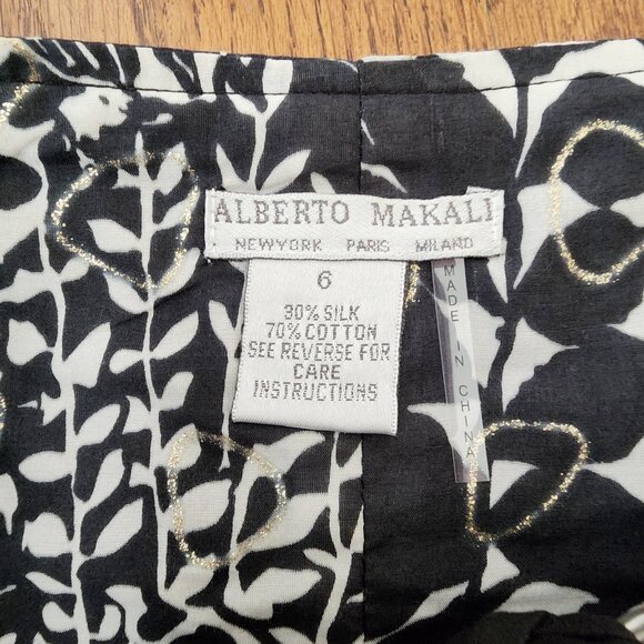 Alberto Makali Mini Skirt Bubble Ruffle Silk Blend Boho A-Line Black White Sz 6 - Picture 7 of 8
